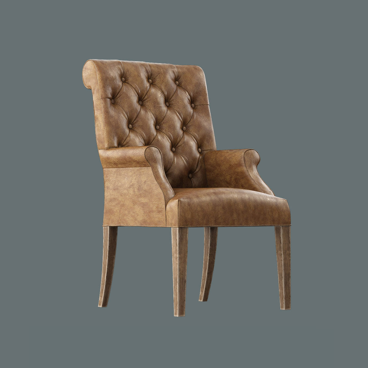 3D Bennett Roll-Back Armchair 1930s French Farmhouse Rectangul Low-poly 3D model_3