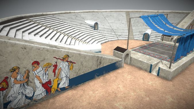 Greek Amphitheatre Low-poly 3D model