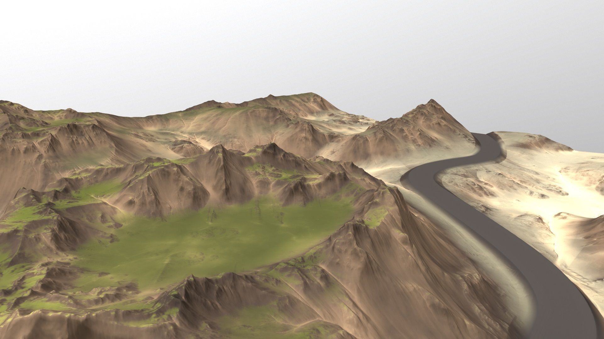 terrain road 2 Low-poly 3D model_1