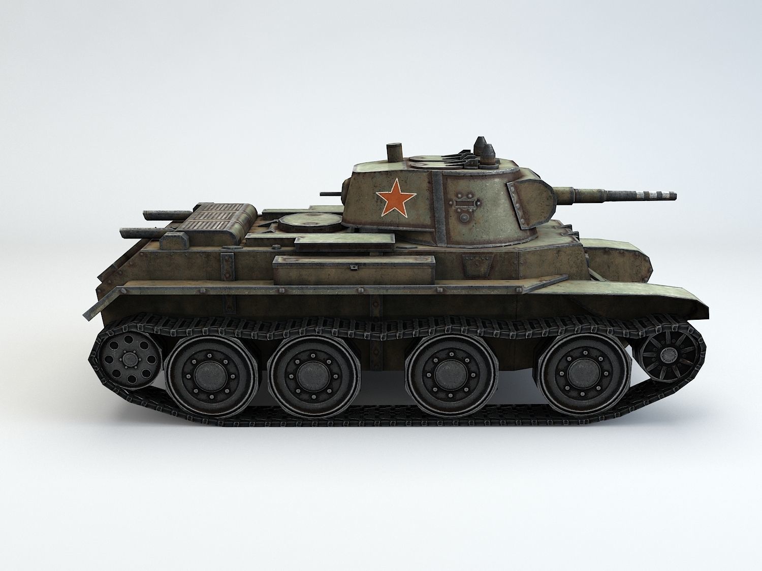 Low Poly BT-7 light cavalry tank Low-poly 3D model_5
