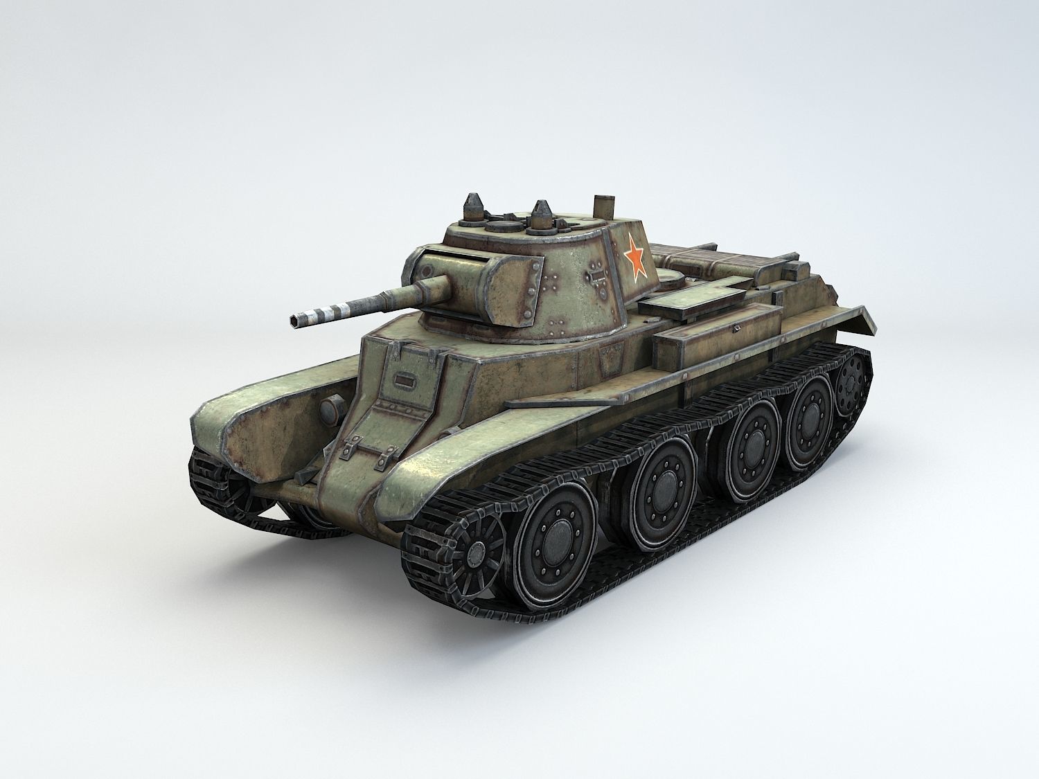 Low Poly BT-7 light cavalry tank Low-poly 3D model_9