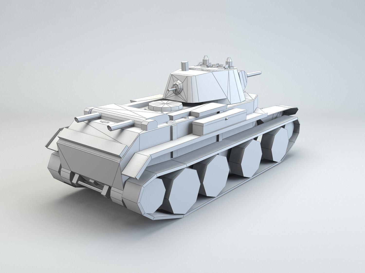 Low Poly BT-7 light cavalry tank Low-poly 3D model_8