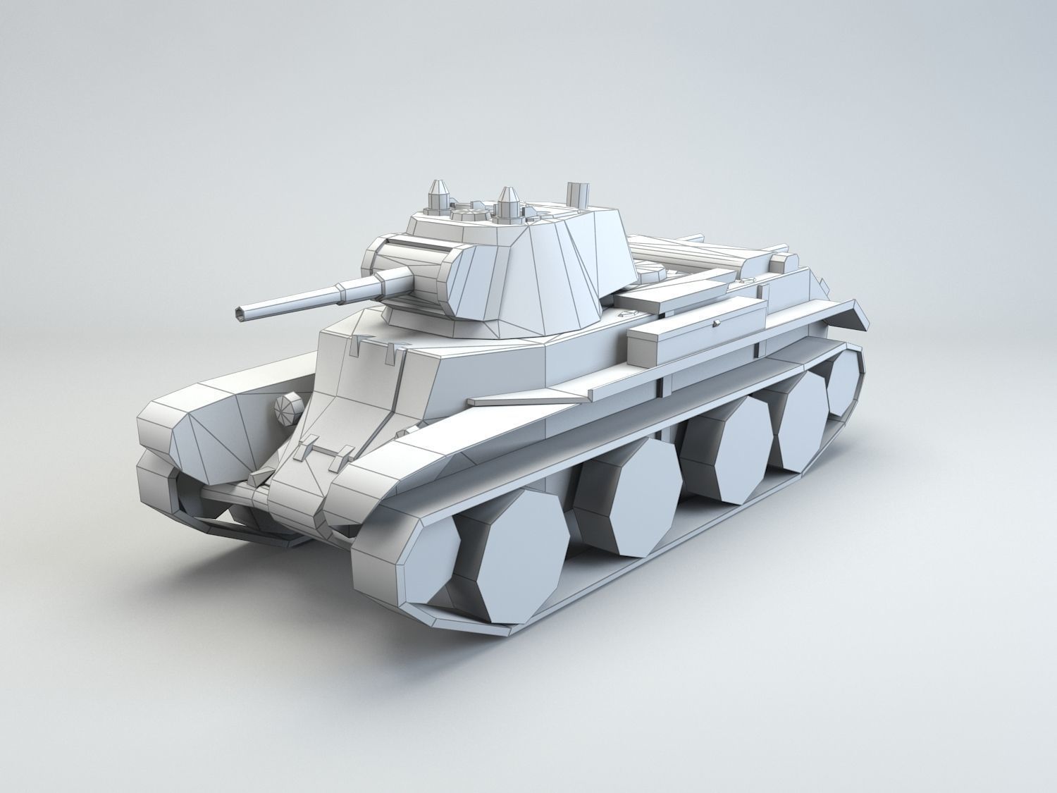 Low Poly BT-7 light cavalry tank Low-poly 3D model_10