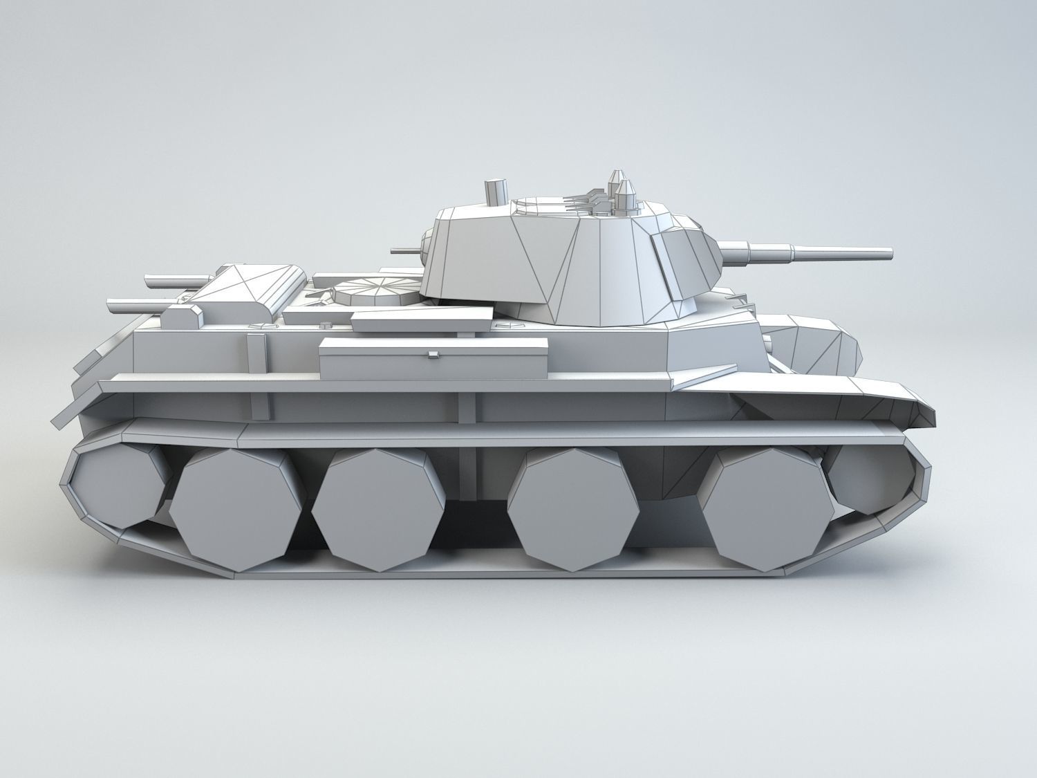 Low Poly BT-7 light cavalry tank Low-poly 3D model_6