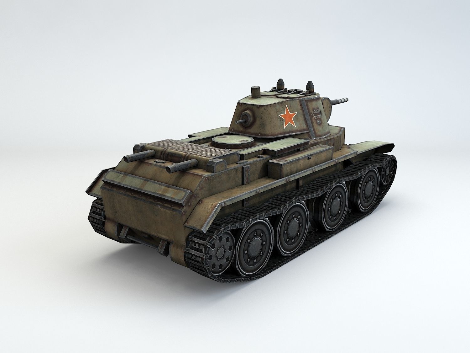 Low Poly BT-7 light cavalry tank Low-poly 3D model_7