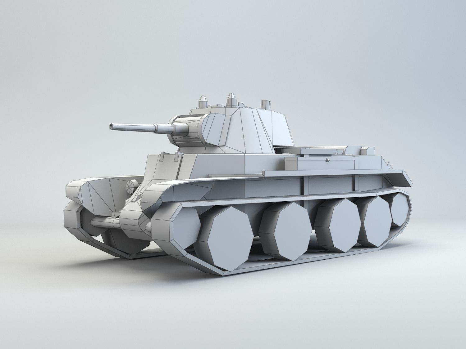 Low Poly BT-7 light cavalry tank Low-poly 3D model_2