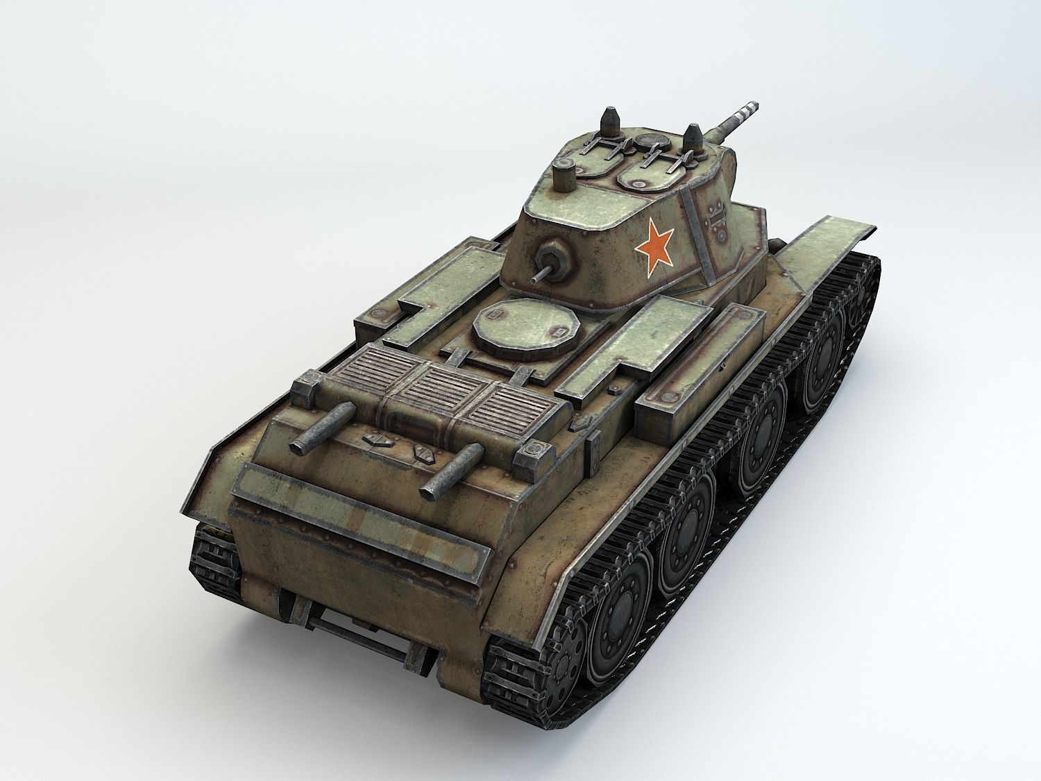 Low Poly BT-7 light cavalry tank Low-poly 3D model_12