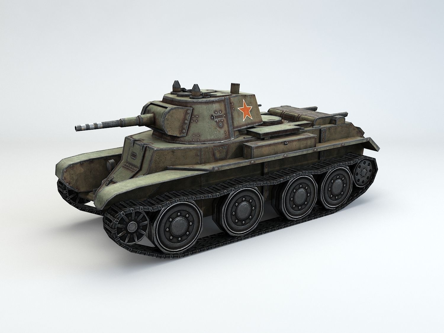 Low Poly BT-7 light cavalry tank Low-poly 3D model_1