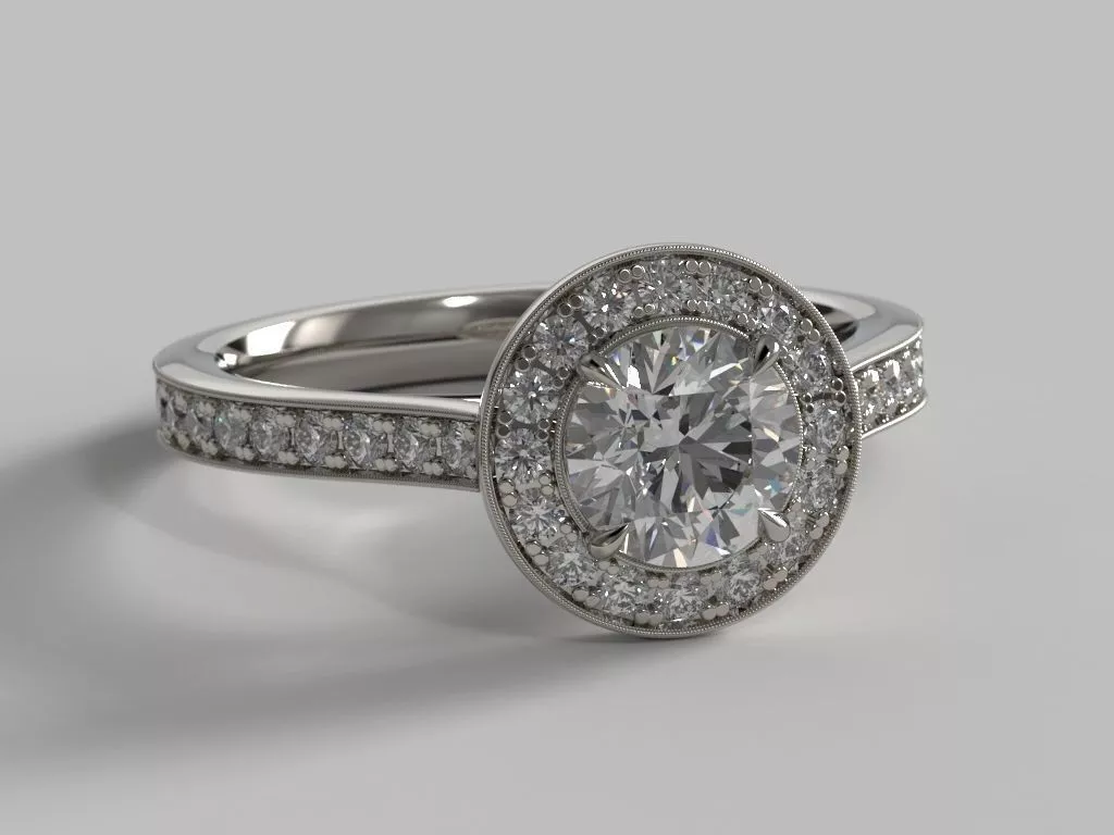 1ct Round Halo Engagement Ring 3D print model