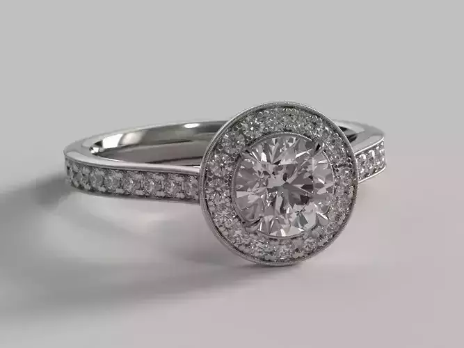 1ct Round Halo Engagement Ring