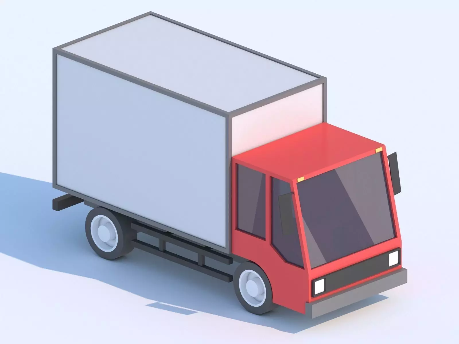 Cartoon Low Poly Car Lorry Low-poly 3D model_0
