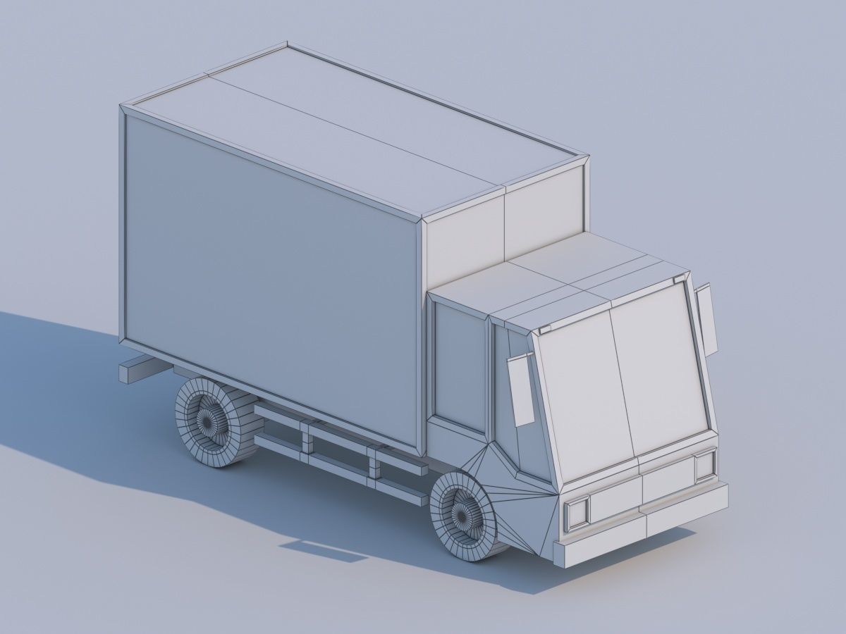 Cartoon Low Poly Car Lorry Low-poly 3D model_8