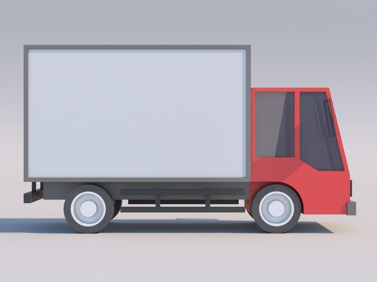 Cartoon Low Poly Car Lorry Low-poly 3D model_2