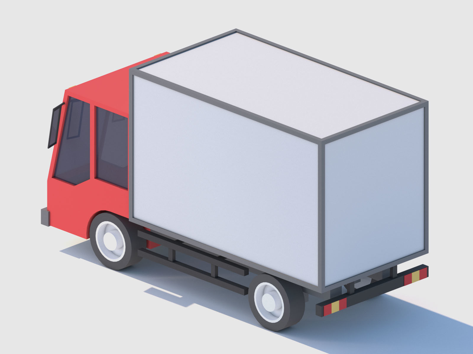 Cartoon Low Poly Car Lorry Low-poly 3D model_4