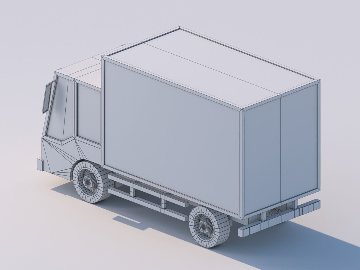 Cartoon Low Poly Car Lorry Low-poly 3D model_12