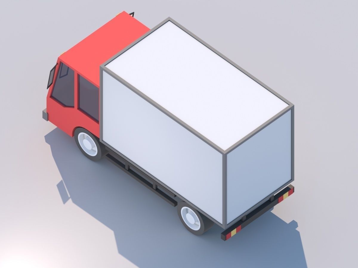 Cartoon Low Poly Car Lorry Low-poly 3D model_5