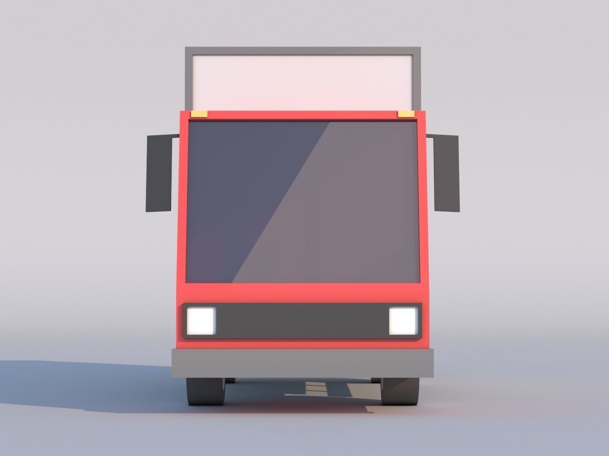 Cartoon Low Poly Car Lorry Low-poly 3D model_3
