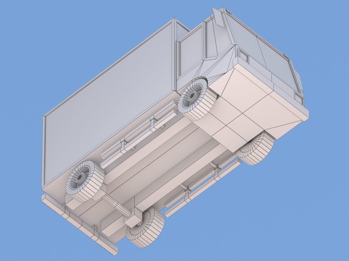 Cartoon Low Poly Car Lorry Low-poly 3D model_15