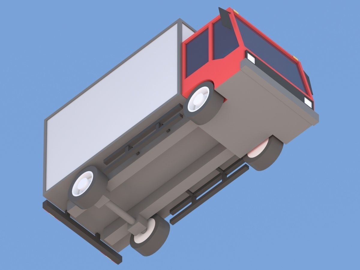Cartoon Low Poly Car Lorry Low-poly 3D model_7