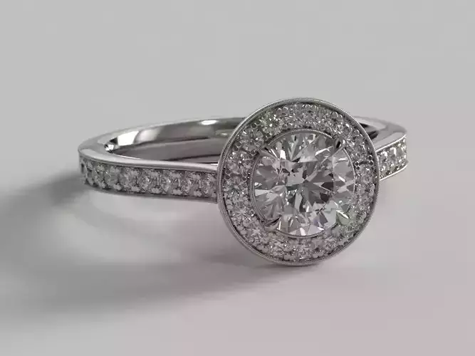 1ct round halo engagement ring - variant 1