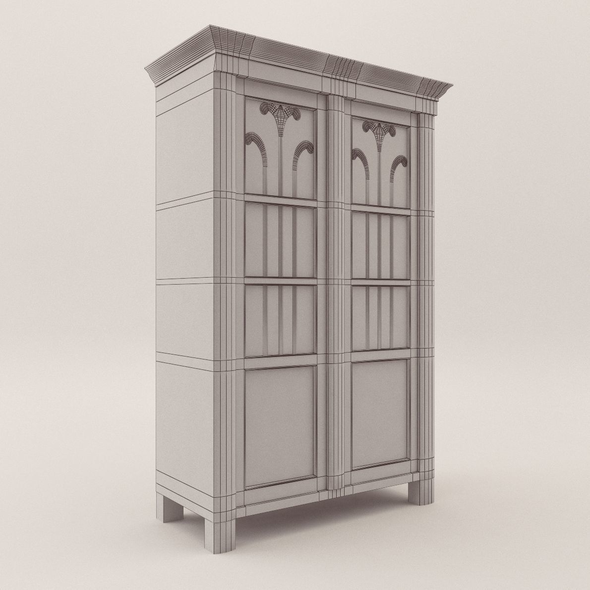 Biedermeier book case - Austria 1830 - Georg Britsch 3D model_2