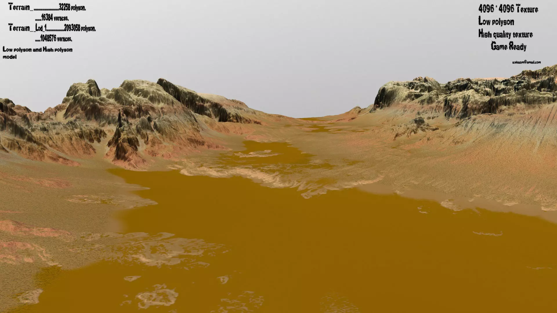 mars terrain Low-poly 3D model_0