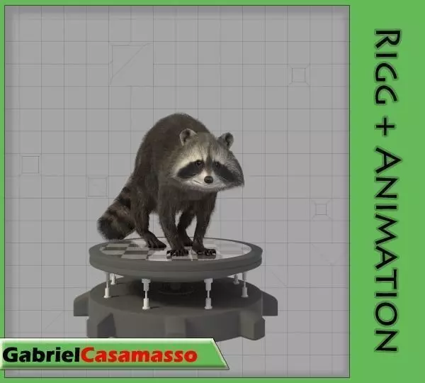 Raccoon on platform 3D model_0