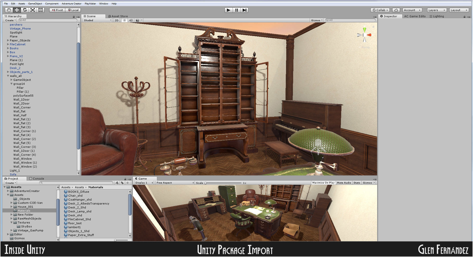 Antique Victorian Bookcase Low-poly 3D model_8