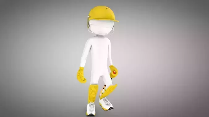 Cricket Rigged batsman and bowler  Low-poly 3D model