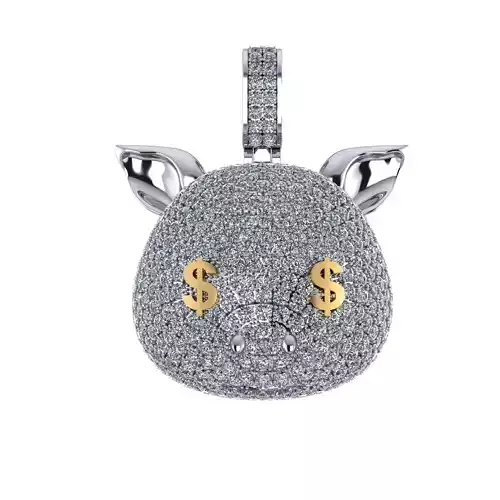 NN027 diamond pig pendant