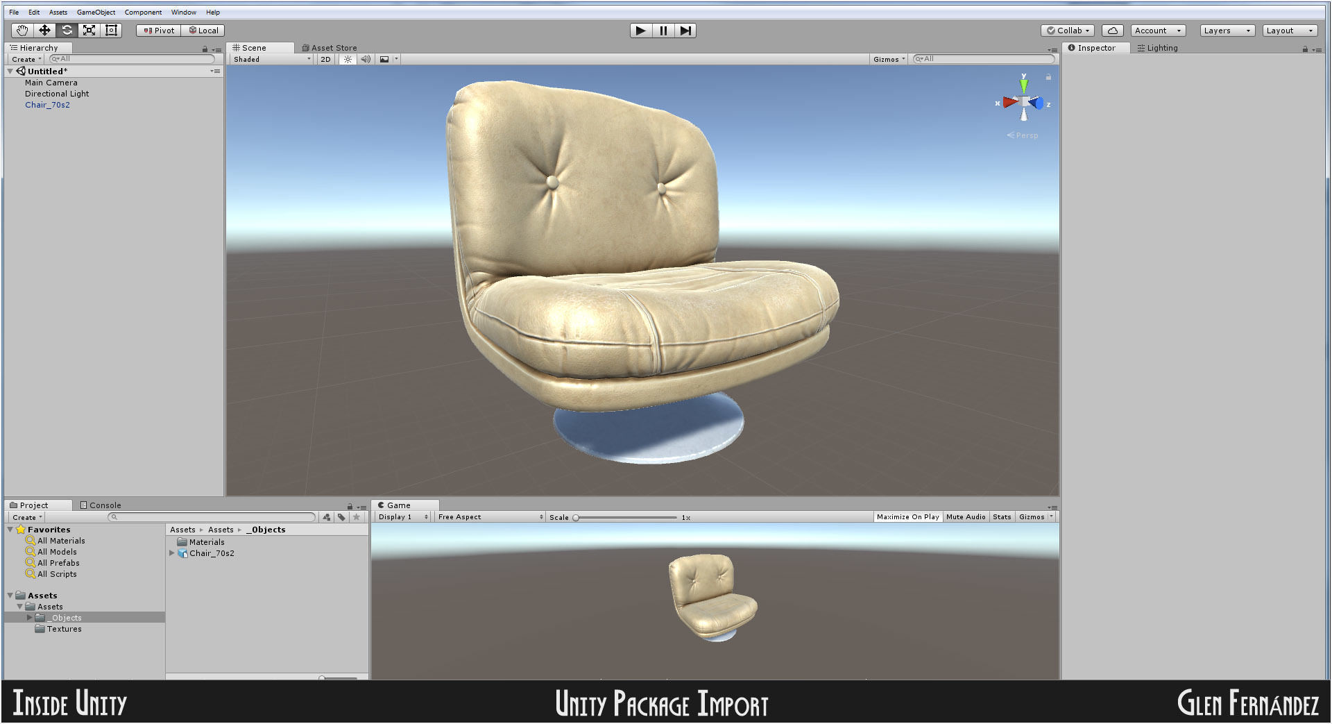 Retro vintage 70s chair cream leather Low-poly 3D model_8