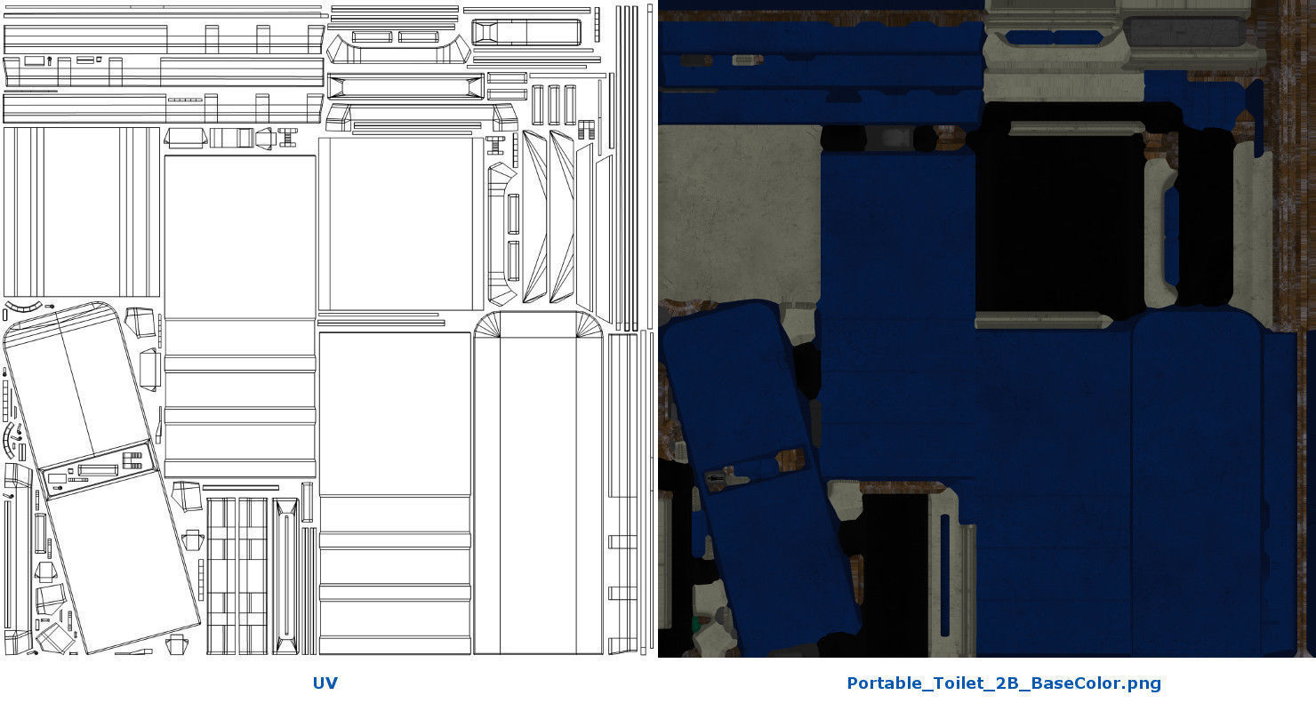 Portable Toilet 2B Low-poly 3D model_5