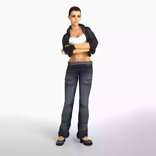 Gangster woman Rigged low poly female character Low-poly 3D model
