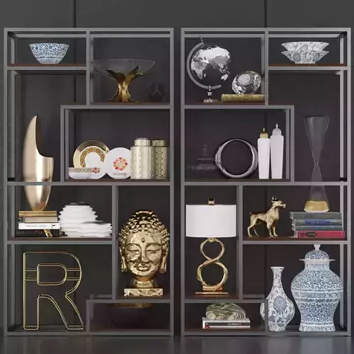 Set-149 decorative items on shelf