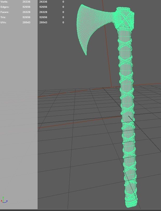 Lowpoly and Midpoly Viking Axe weapon for videogame or cinematic Low-poly 3D model_2