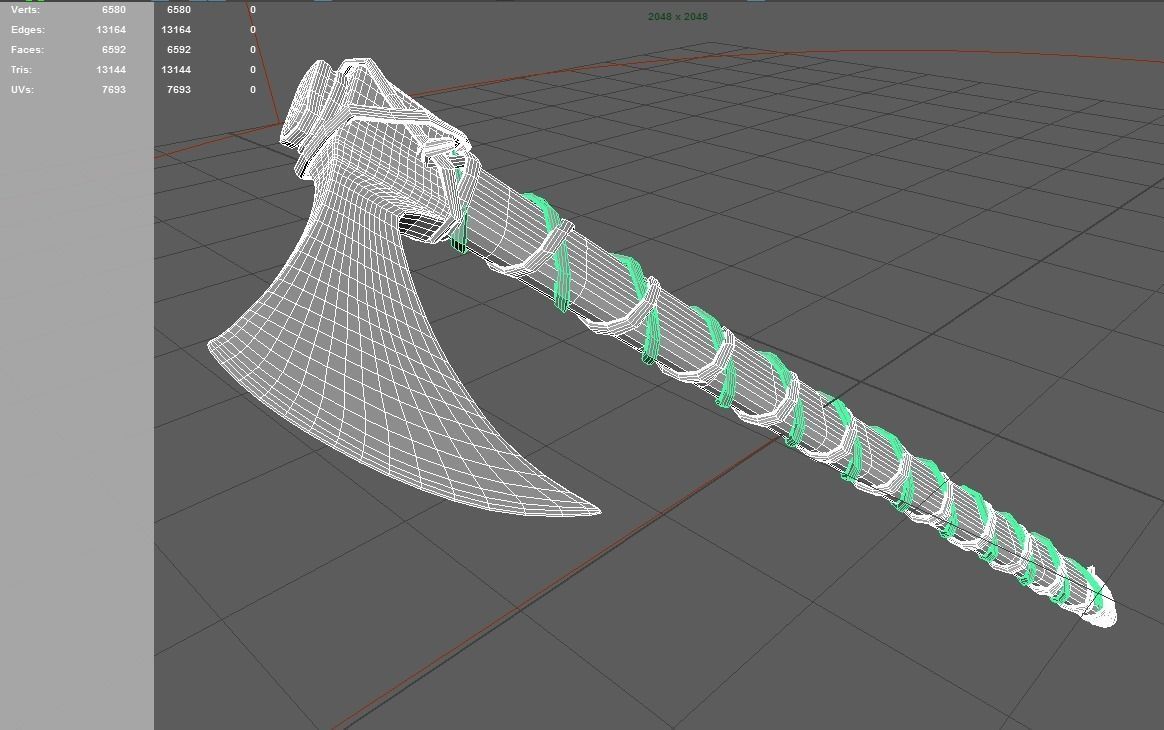 Lowpoly and Midpoly Viking Axe weapon for videogame or cinematic Low-poly 3D model_1
