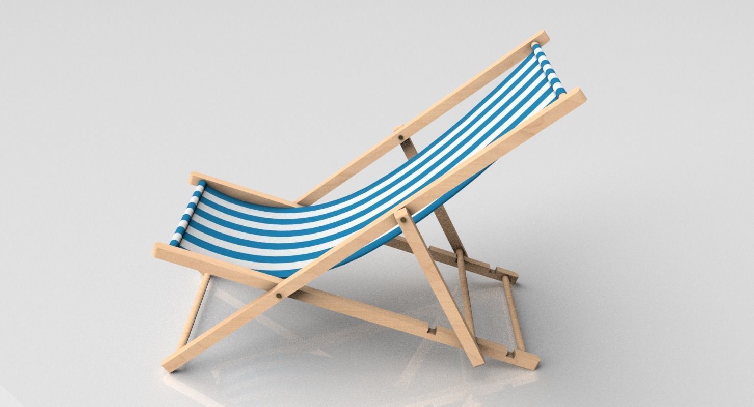 Deck Chair Low-poly 3D model_6