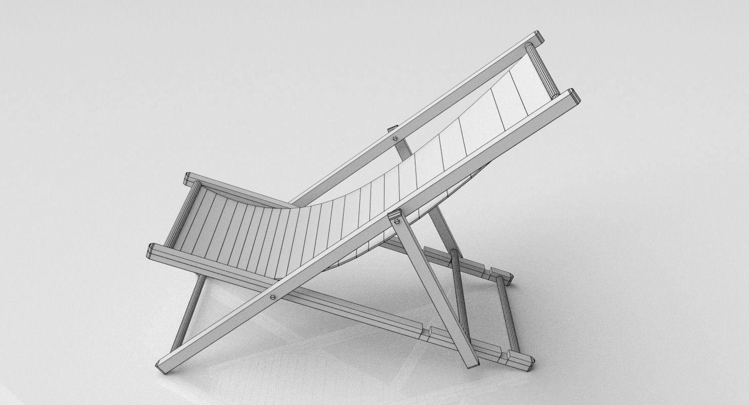 Deck Chair Low-poly 3D model_10