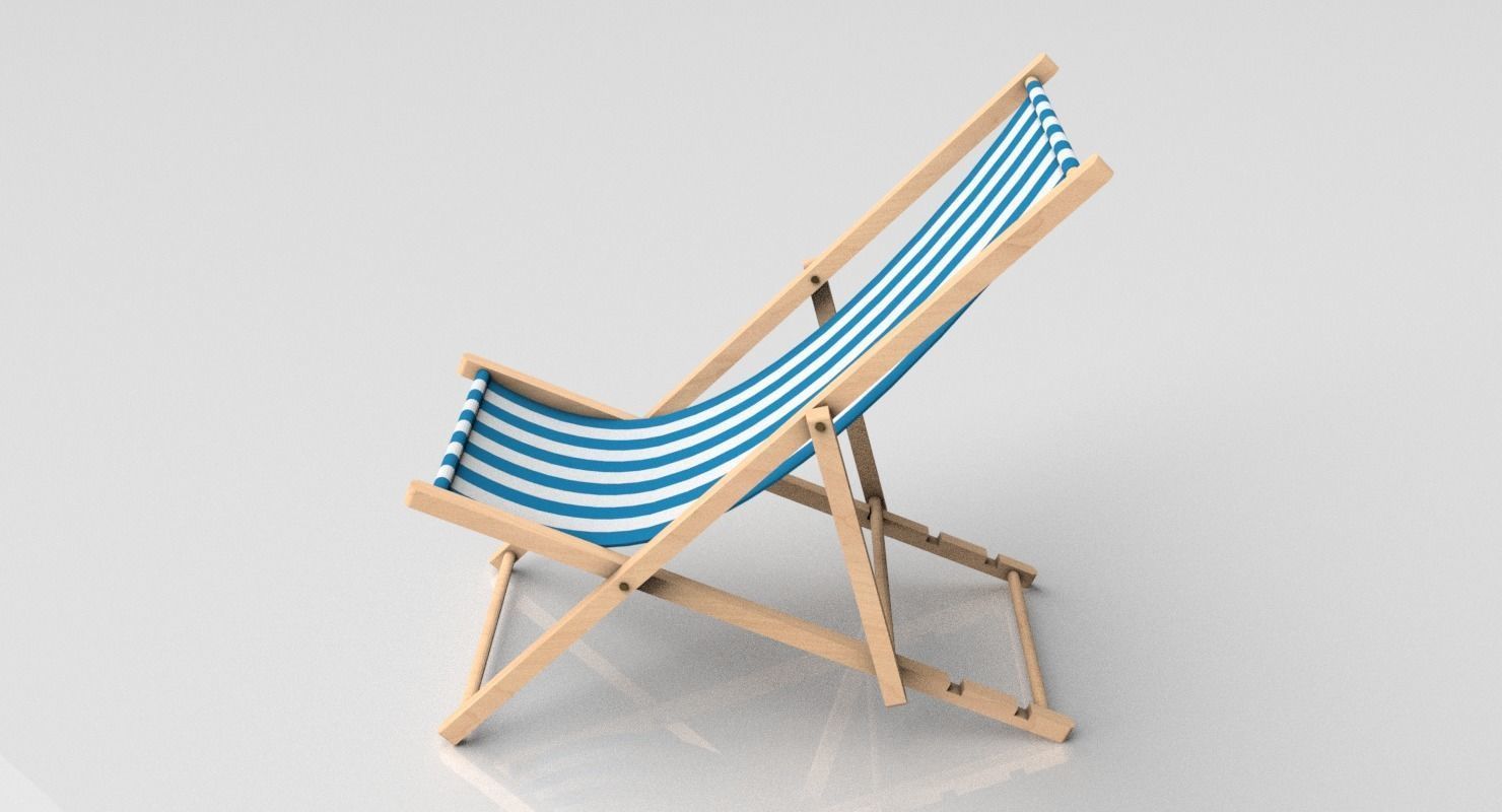 Deck Chair Low-poly 3D model_8