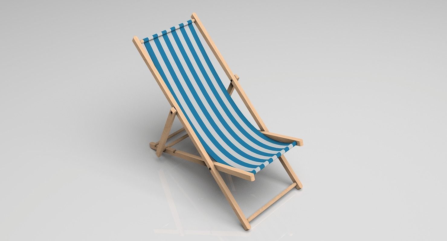 Deck Chair Low-poly 3D model_5