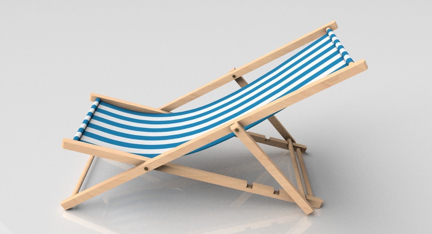 Deck Chair Low-poly 3D model_4