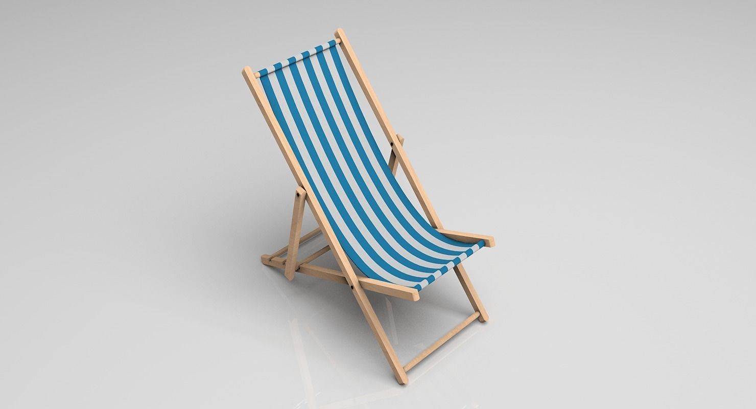 Deck Chair Low-poly 3D model_7