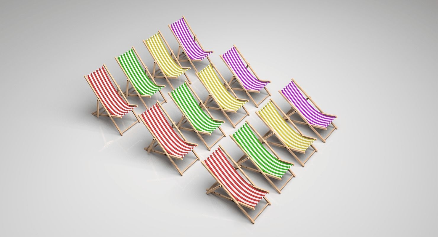Deck Chair Low-poly 3D model_2