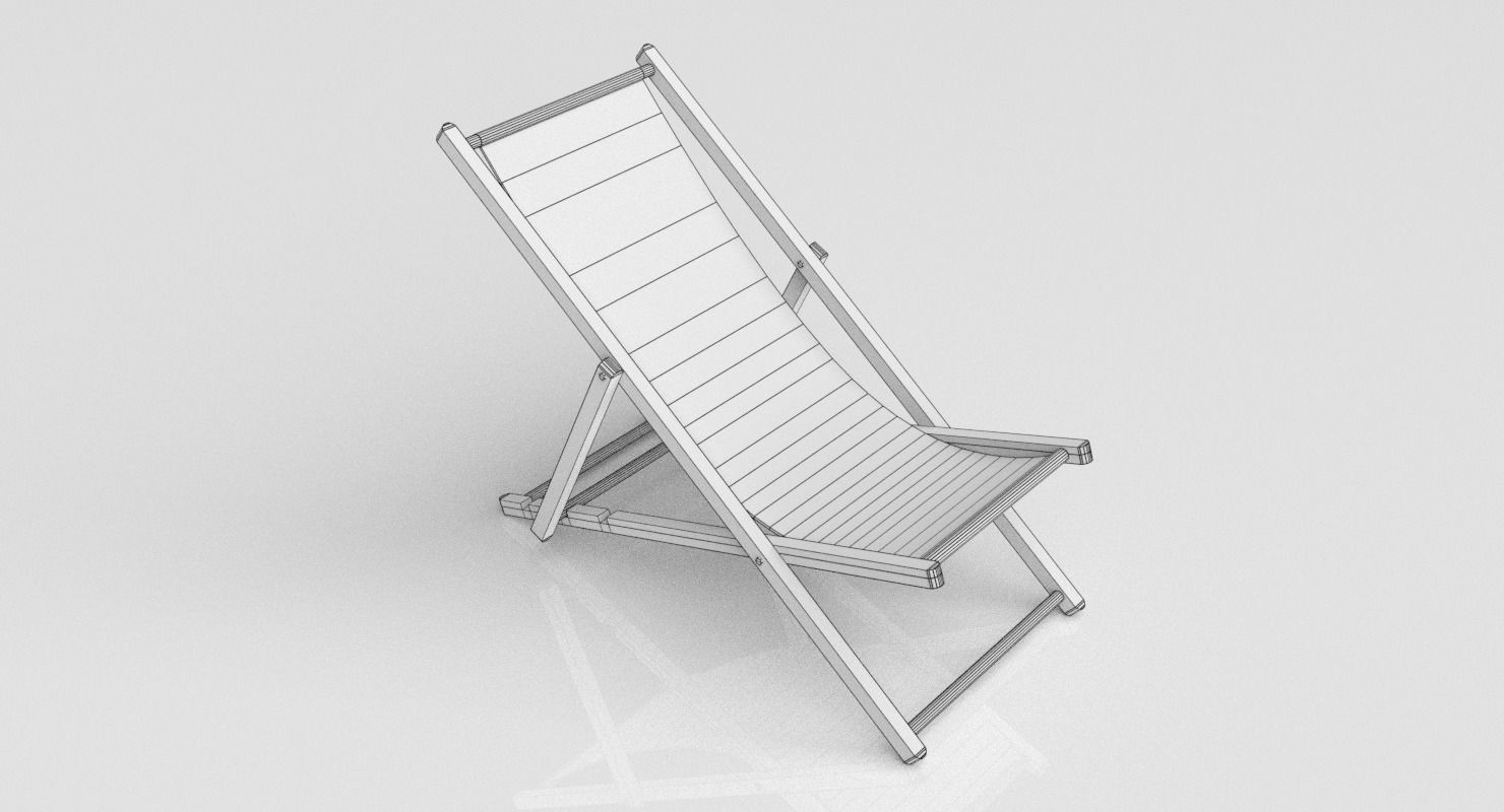Deck Chair Low-poly 3D model_9