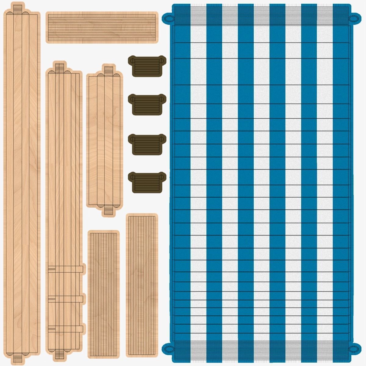 Deck Chair Low-poly 3D model_11