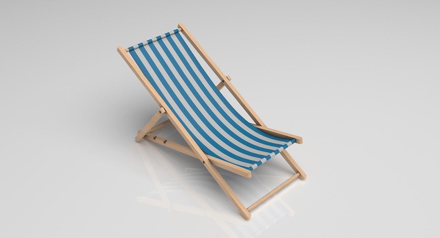 Deck Chair Low-poly 3D model_3