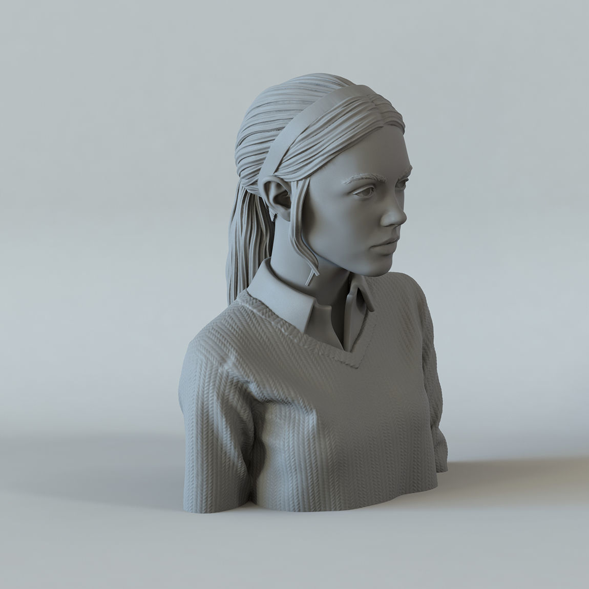 Portrait of a girl with a ponytail 1 3D print model_4