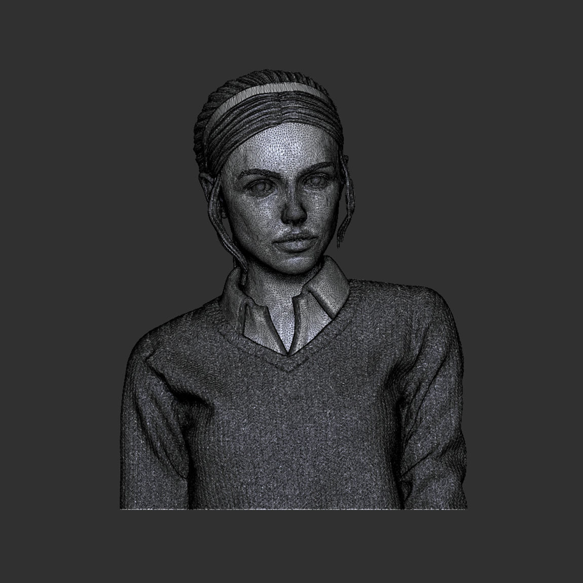 Portrait of a girl with a ponytail 1 3D print model_10