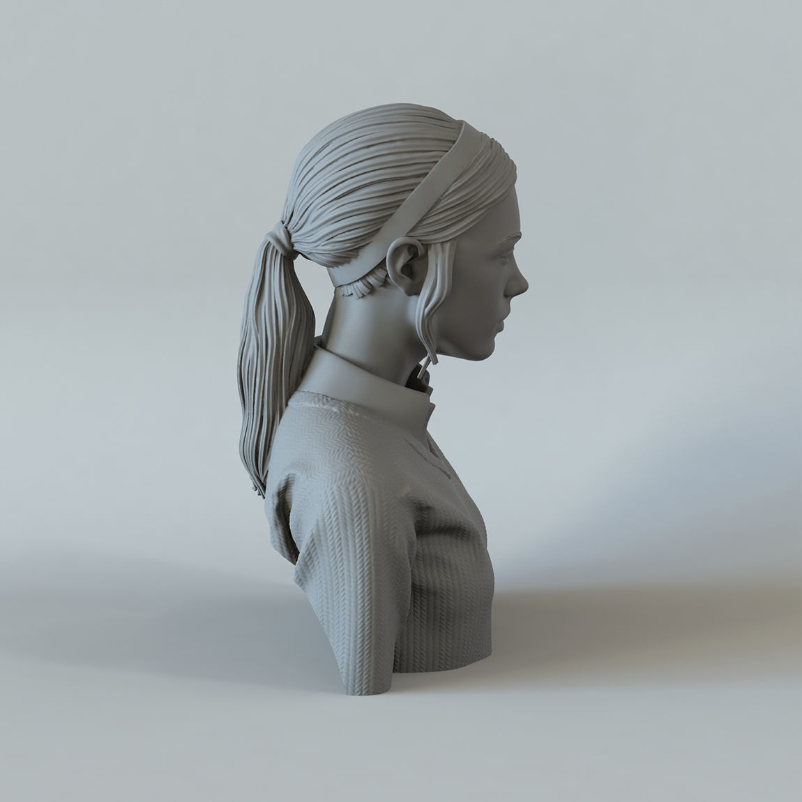 Portrait of a girl with a ponytail 1 3D print model_5