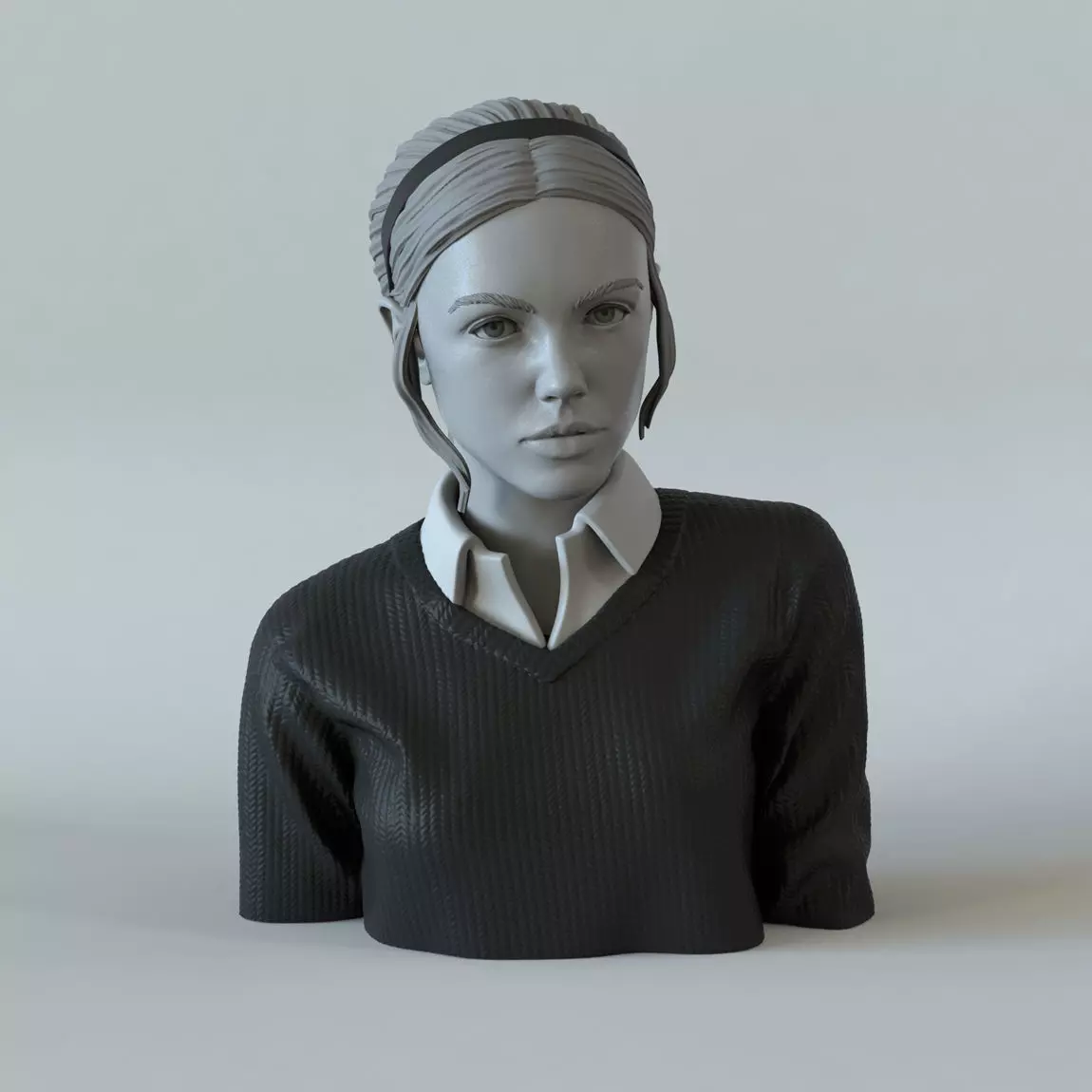 Portrait of a girl with a ponytail 1 3D print model_0